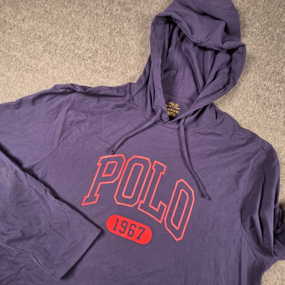 Polo Ralph Lauren Hoodie Mens XL Blue Lightweight Hooded T-Shirt 1967